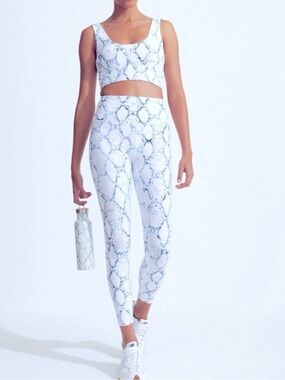 Varley Snake-Print White leggings
